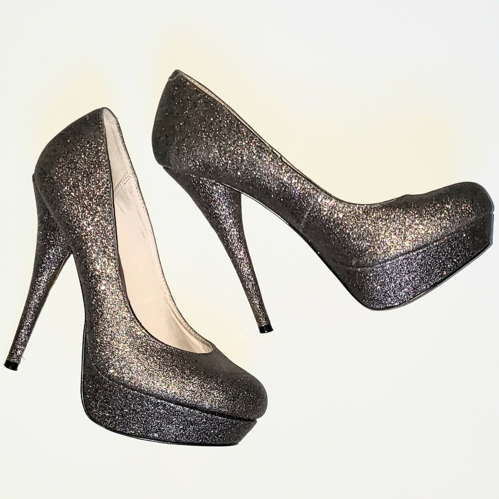 Grey Glitter Steve Madden Heels